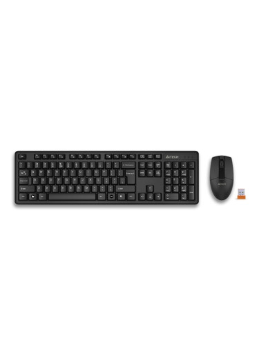 Комплект клавиатура и мишка A4Tech 3330N, безжични, оптична мишка (1200 DPI), черни