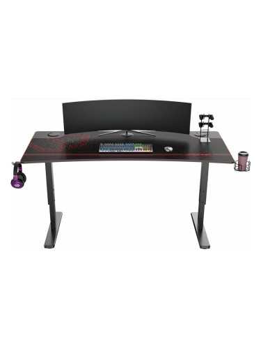 Компютърно бюро Ultradesk Cruiser Red (UDESK-CR-RD), 160 x 70 x 66-82 cm, регулиране на височината, държач за слушалки, стойка за чаша, поставка за геймпадове, червено