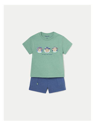 Mayoral Комплект тишърт и панталонки 1654 Зелен Regular Fit