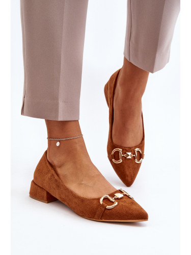 Boto Велурени балеринки с остър връх Camel Ethere