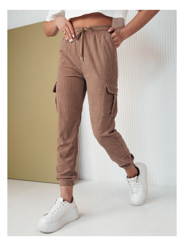 Spodnie damskie dresowe FLAYON kamelowe Dstreet
