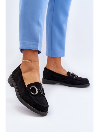 Women's suede loafers with black Echonesa embellishment