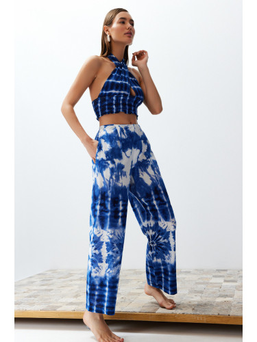 Trendyol Abstract Patterned Weaving 100% Cotton Blouse Trousers Beach Set