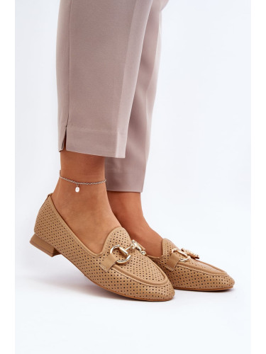 Women's flat-heeled loafers with Camel Iluvana embellishment