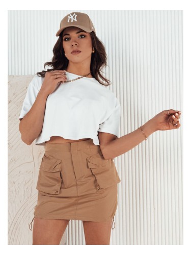 Spódniczka mini damska QUILLA kamelowa Dstreet