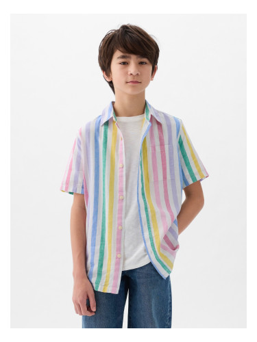 White-purple boys' striped shirt with linen GAP