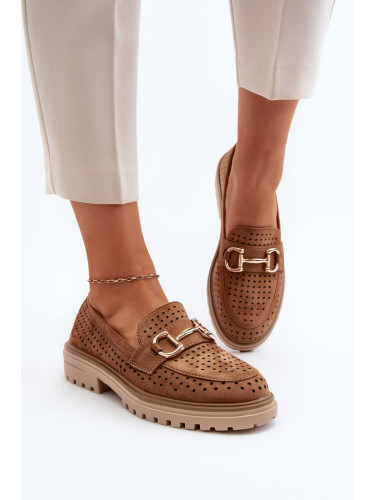 Women's openwork loafers with Camel Talesse décor
