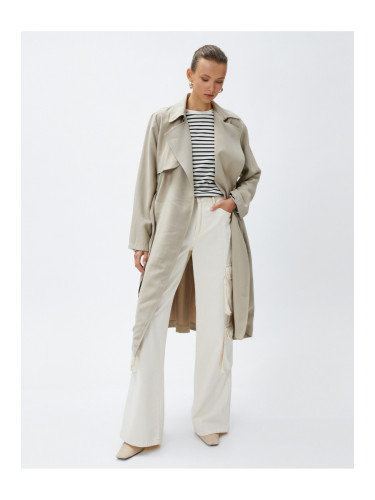 Koton Flowy Double Breasted Trench Coat with Belt