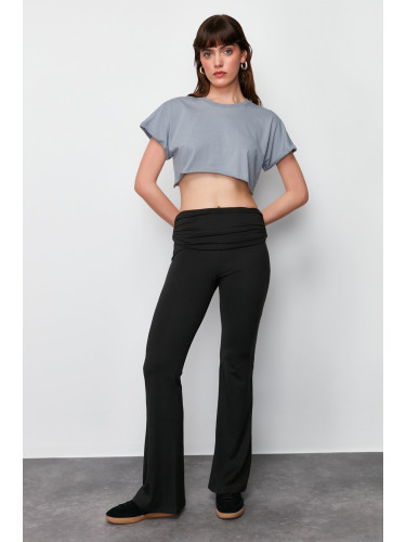 Trendyol Black Soft Fabric Waist Detail Flare/Flare Up Trousers