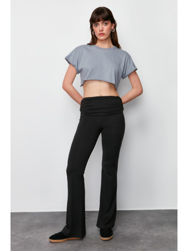 Trendyol Black Soft Fabric Waist Detailed Flare / Flare Leg Trousers