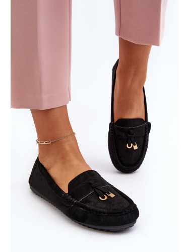 Women's Suede Classic Loafers Black Ontala