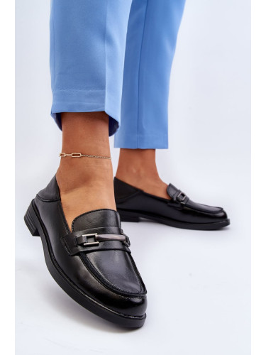 Women's leather loafers black Nurea