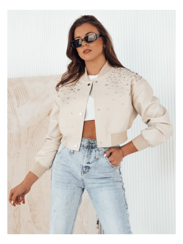Kurtka damska skórzana PRIDA beżowa Dstreet