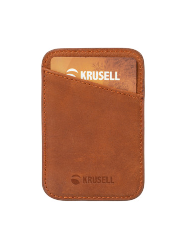 Картодържател Krusell Apple Magnetic leather card holder - Cognac
