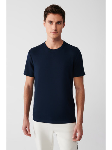 Avva Men's Navy Blue Crew Neck Printed Soft Touch Regular Fit T-shirt