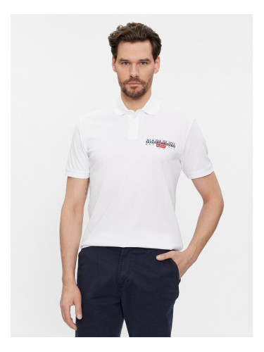 Napapijri Тениска с яка и копчета E-Aylmer NP0A4HTN Бял Regular Fit