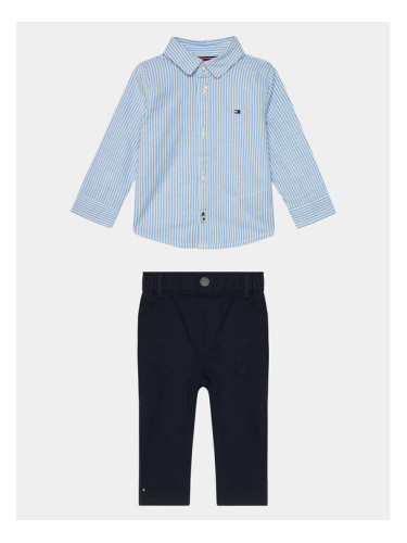 Tommy Hilfiger Комплект риза и платнени панталони Baby Ithaca Shirt Set Giftbox KN0KN01784 Син Regular Fit