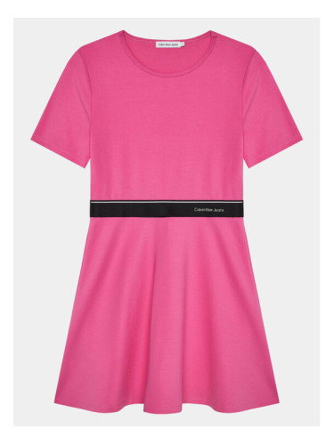 Calvin Klein Jeans Ежедневна рокля Logo Tape IG0IG02310 Розов Regular Fit
