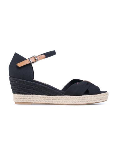 Tommy Hilfiger Еспадрили Basic Opened Toe Mid Wedge FW0FW04785 Черен