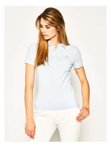 Lacoste Тениска с яка и копчета PF5462 Светлосиньо Slim Fit