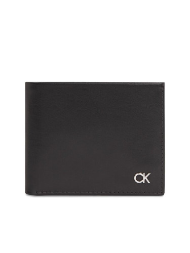 Calvin Klein Голям мъжки портфейл Metal Ck K50K511693 Черен