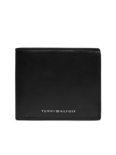 Tommy Hilfiger Голям мъжки портфейл Th Spw Leather Cc And Coin AM0AM11871 Черен