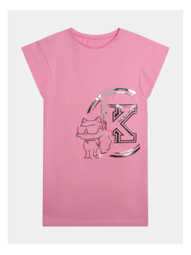 Karl Lagerfeld Kids Ежедневна рокля Z30077 S Розов Regular Fit