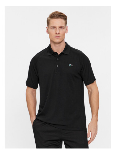 Lacoste Тениска с яка и копчета DH3201 Черен Regular Fit