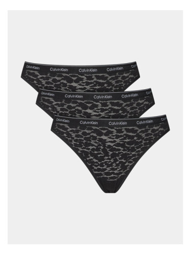 Calvin Klein Underwear Комплект 3 чифта бикини бразилиана 000QD5225E Черен