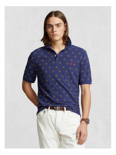 Polo Ralph Lauren Тениска с яка и копчета 710935222001 Тъмносин Custom Slim Fit