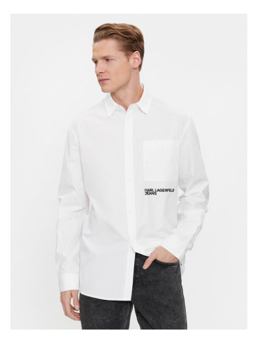 Karl Lagerfeld Jeans Риза 240D1601 Бял Slim Fit