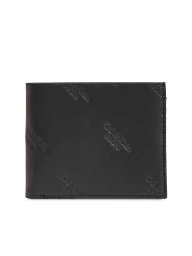 Голям мъжки портфейл Calvin Klein Jeans Logo Print Bifold Id K50K511814 Черен