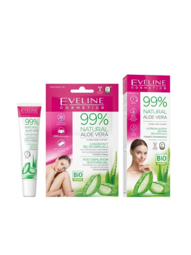 EVELINE 99% Natural Aloe Vera 2В1 Депилиращ Крем За Лице 20 Мл + Усполояващ Гел За След Депилация 2Х5Мл Специална грижа дамски  