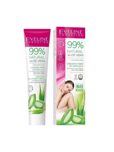 EVELINE 99% Natural Aloe Vera Депилиращ Крем За Ръце, Крака И Бикини Зона Специална грижа дамски 125ml