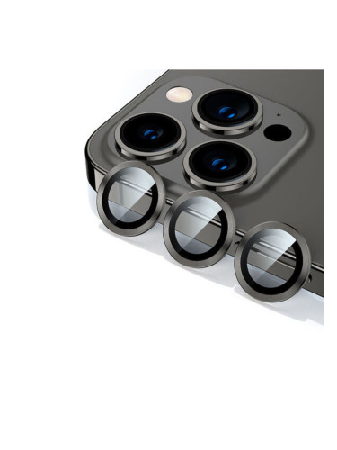 Стъклен протектор за камера DeTech, за iPhone 15 Pro Max, Черен - 52730