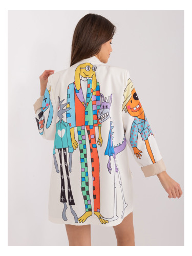 Cream jacket with a colorful print