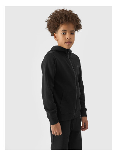 Boys' Sweatshirt Zipped Up Hoodie 4F - Black