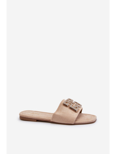 FJ1 Дамски равни сандали с бежова декорация Inaile