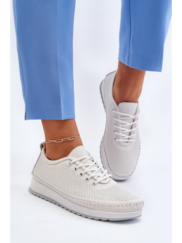 VINCEZA Кожени дамски спортни кецове бежови Lalnai