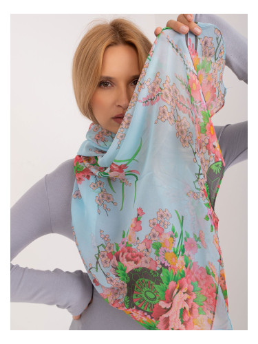 Light blue women's scarf with flowers