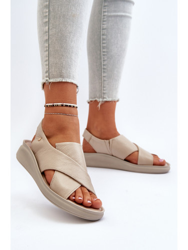 Zazoo Кожени сандали на танкетка черни Morgan