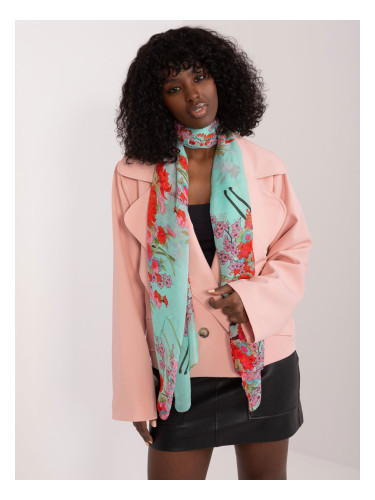 Mint viscose scarf with print