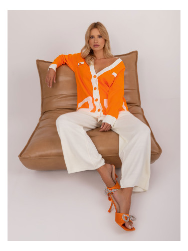 Fluo orange women's set with cardigan