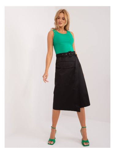 Black midi cargo skirt with pockets