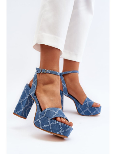 Blue Acrana High Heeled Denim Sandals