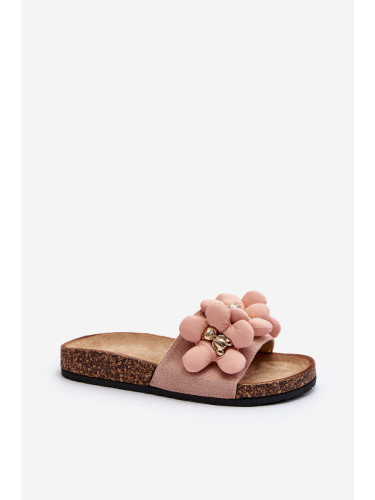 Boto Дамски розови украсени чехли Bunlia