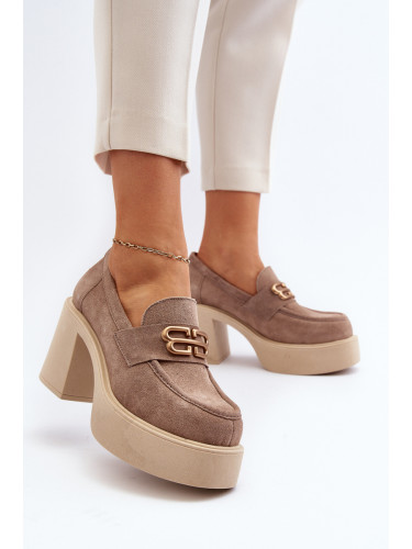 Бежови дамски велурени обувки Zazoo 20170