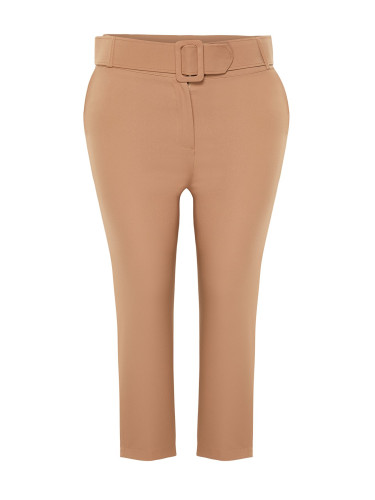 Trendyol Curve Brown High Waist Relaxed Woven Trousers