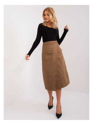 Brown midi cargo skirt with lining