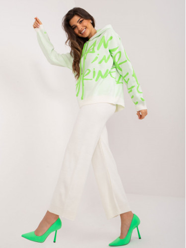 Ecru light green casual set with a hint of wool